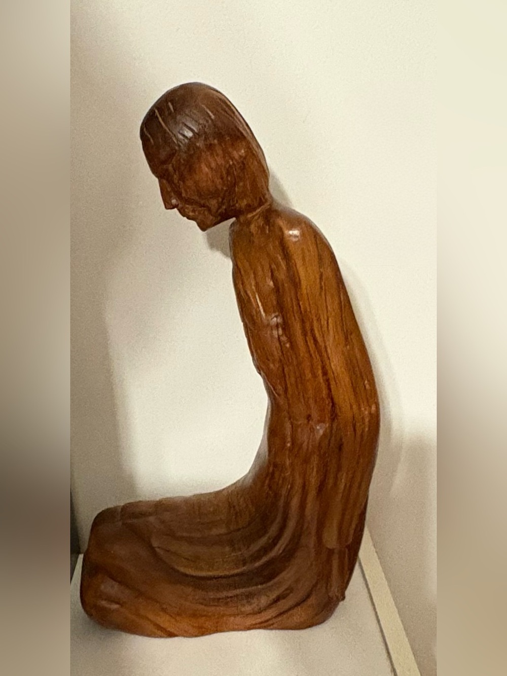 Hand-Carved Wooden Figurine - Brown Home Art Sculpture